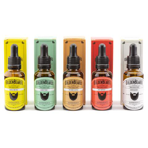 Golden Beards beard oils in different scent profiles