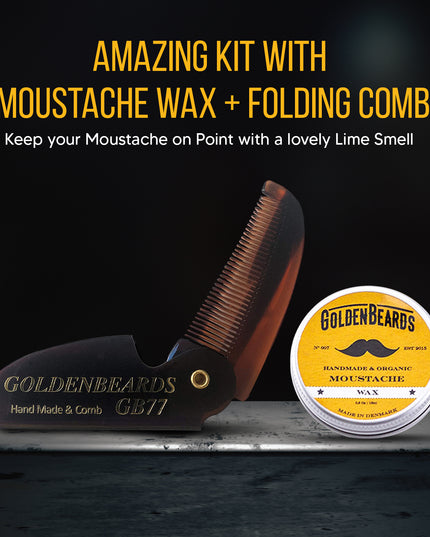 Moustache Wax + GB 77 Folding Comb - Special Edition