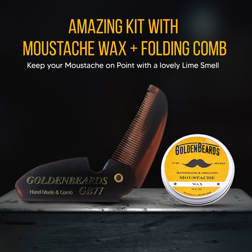 Moustache Wax + GB 77 Folding Comb - Special Edition