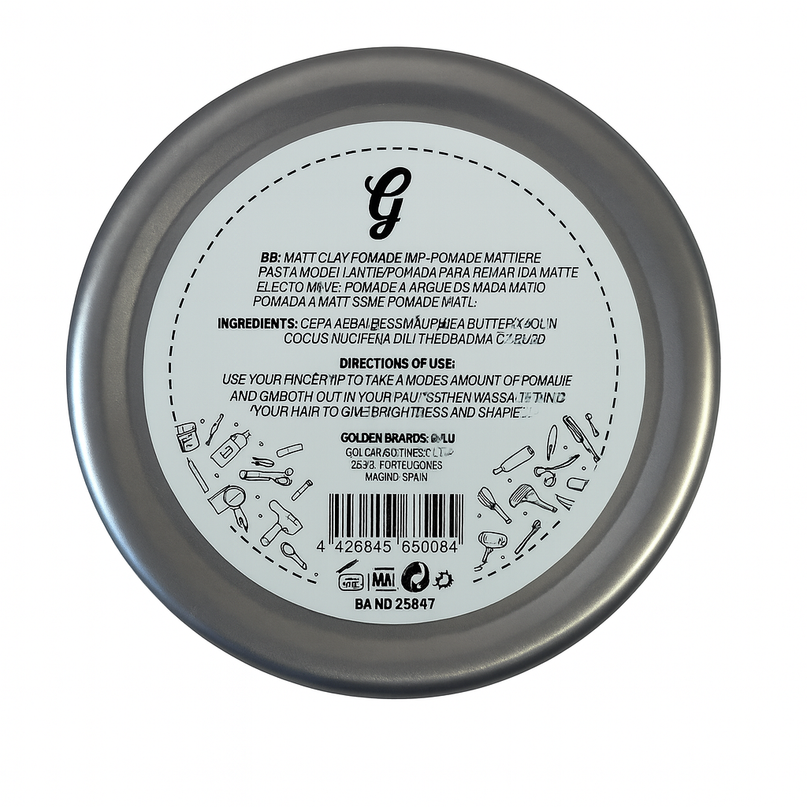 Matt Clay Pomade • Medium Hold • Matte Finish • Oil-Based • 100ml