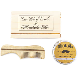 Moustache Wax & Eco Wood Comb 7,5cm